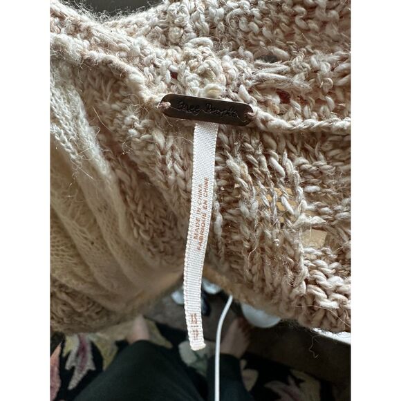 FREE PEOPLE Women's Cream Bumpy Road Long Line Cable Knit Cardigan Size XS - Picture 7 of 7